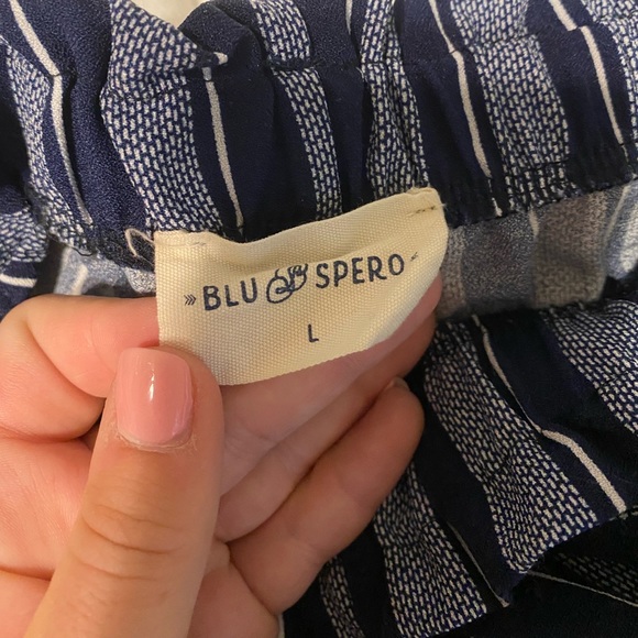 Blue/Navy Striped Belted Pants - Picture 4 of 6